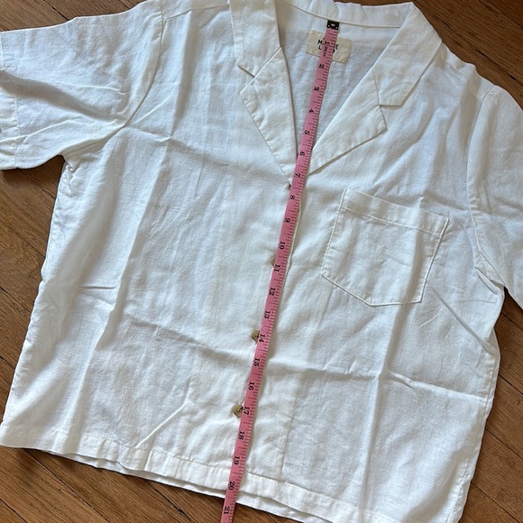 New Marine Layer Lucy hemp short sleeve resort shirt cropped boxy button down - Picture 14 of 14